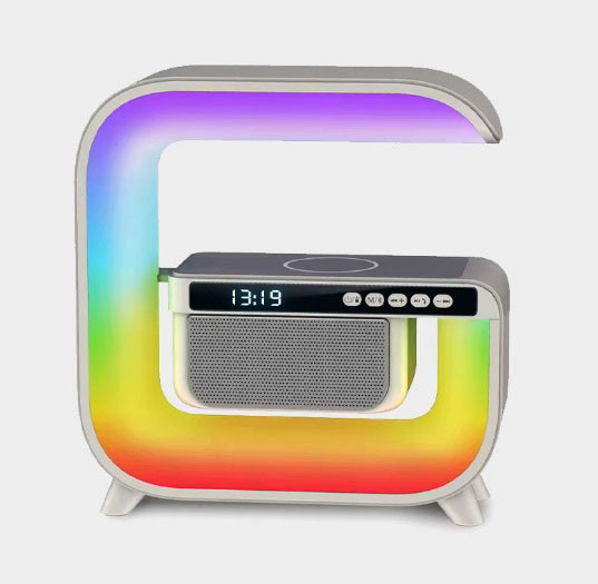 Нічник XM-G3 смарт-нічник годинник будильник колонка бездротова зарядка 15 Вт, фото 1