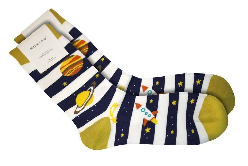 Шкарпетки високі Moxiao принт. Космос смужка розм. 40-45, пак. 22*8см, фото 1