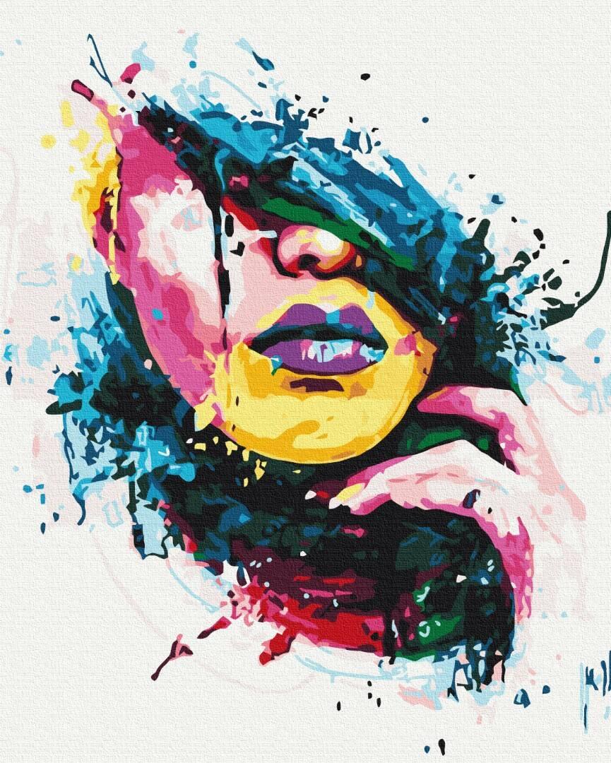 Картина за номерами Дівчина у фарбах 40*50см, термопакет, ТМ Brushme, Україна, фото 1