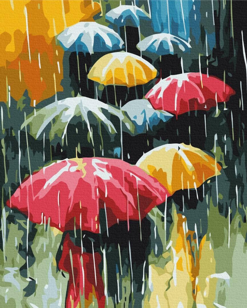 Картина за номерами Кольоровий дощ 40*50см, термопакет, ТМ Brushme, Україна, фото 1