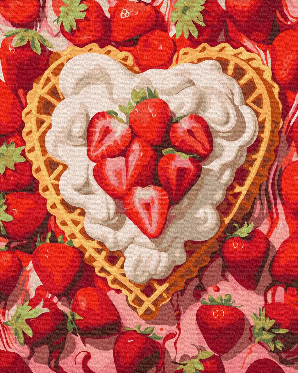 Картина за номерами Полуниця та вершки, в термопакете 40*50см, ТМ Brushme, Україна, фото 1