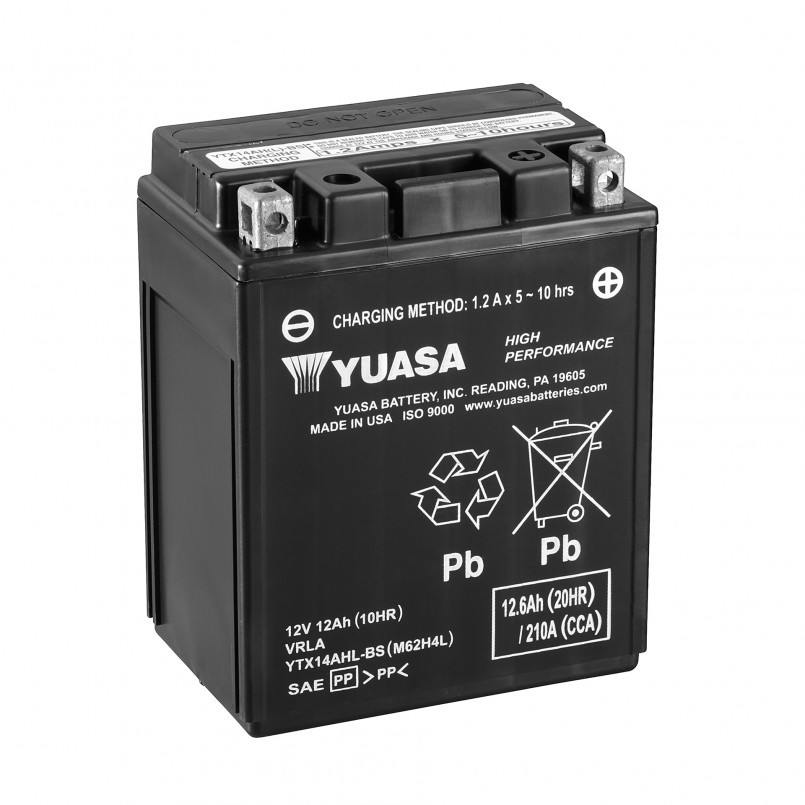 Мотоакумулятор Yuasa High Performance MF Battery AGM 12В 12.6Ач 210А(EN) R+ (сухозаряджений) YTX14AHL-BS, фото 1