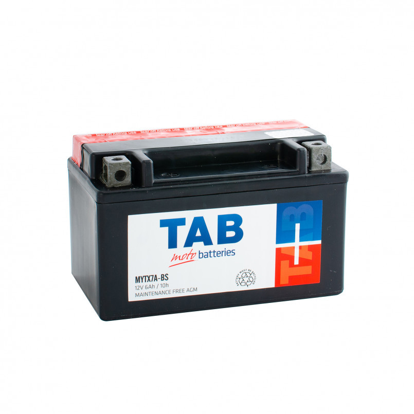 Мотоакумулятор TAB MOTO MYTX7A-BS AGM 12В 6Ач 6А(EN) L+ 118 515 (сухозаряджений), фото 1