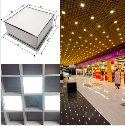 Система led світильників Грильято LIGHT CLUB Грільято 6000К 24Вт 3шт ячейка 100х100мм внутрішня 90х90мм LCD24Вт-6К, фото 1