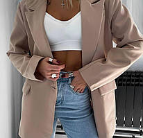 Жіночий піджак оверсайз з плічиками Cartell бежевий