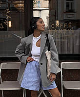 Жіночий піджак оверсайз з плічиками Cartell сірий