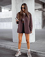 Жіночий піджак оверсайз з плічиками Cartell шоколадний