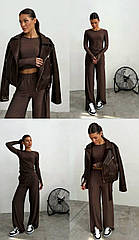 Жіночий прогулянковий костюм штани і кофта Cartell шоколадний