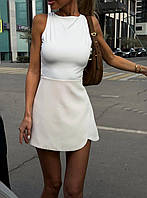 Женская юбка шорты на высокой посадке Cartell молочная бежевая черная