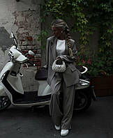 Жіночий костюм двійка брюки палаццо і піджак Cartell сірий