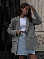 Жіночий піджак оверсайз з плічиками Cartell сірий