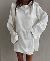 Жіноча сукня сорочка з жатого шовку Rolex біла синя