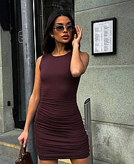 Жіноча базова сукня мікромасло Cartell шоколадна