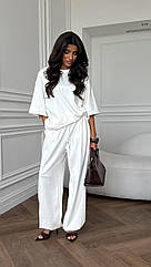 Жіночий прогулянковий костюм штани і кофта Cartell білий