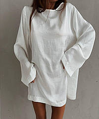 Жіноча сукня сорочка з жатого шовку Rolex біла синя