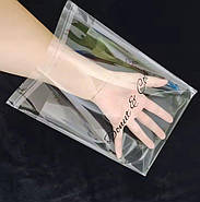 Прозорий поліпропіленовий пакет 15х25 см з клейовим клапаном і логотипом на замовлення для пакування одягу, фото 6