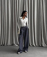 Жіночі брюки палаццо кльош на високій посадці Cartell сірі