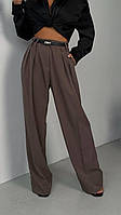 Жіночі брюки палаццо кльош на високій посадці Cartell шоколадні