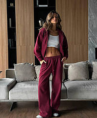 Спортивний костюм жіночий теплий худі та штани Cartell бордовий
