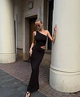 Жіноча довга базова сукня з вирізом Cartell чорна шоколадна