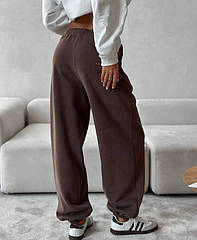 Жіночі спортивні штани джогери на високій посадці двунитка Cartell шоколадні