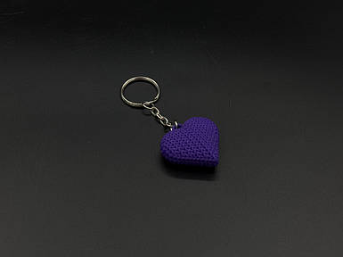 Брелок-підвіска для ключів сумки рюкзака 3D Серце фіолетове. 36х34х14мм