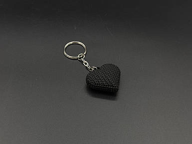 Брелок-підвіска для ключів сумки рюкзака 3D Серце чорне. 36х34х14мм