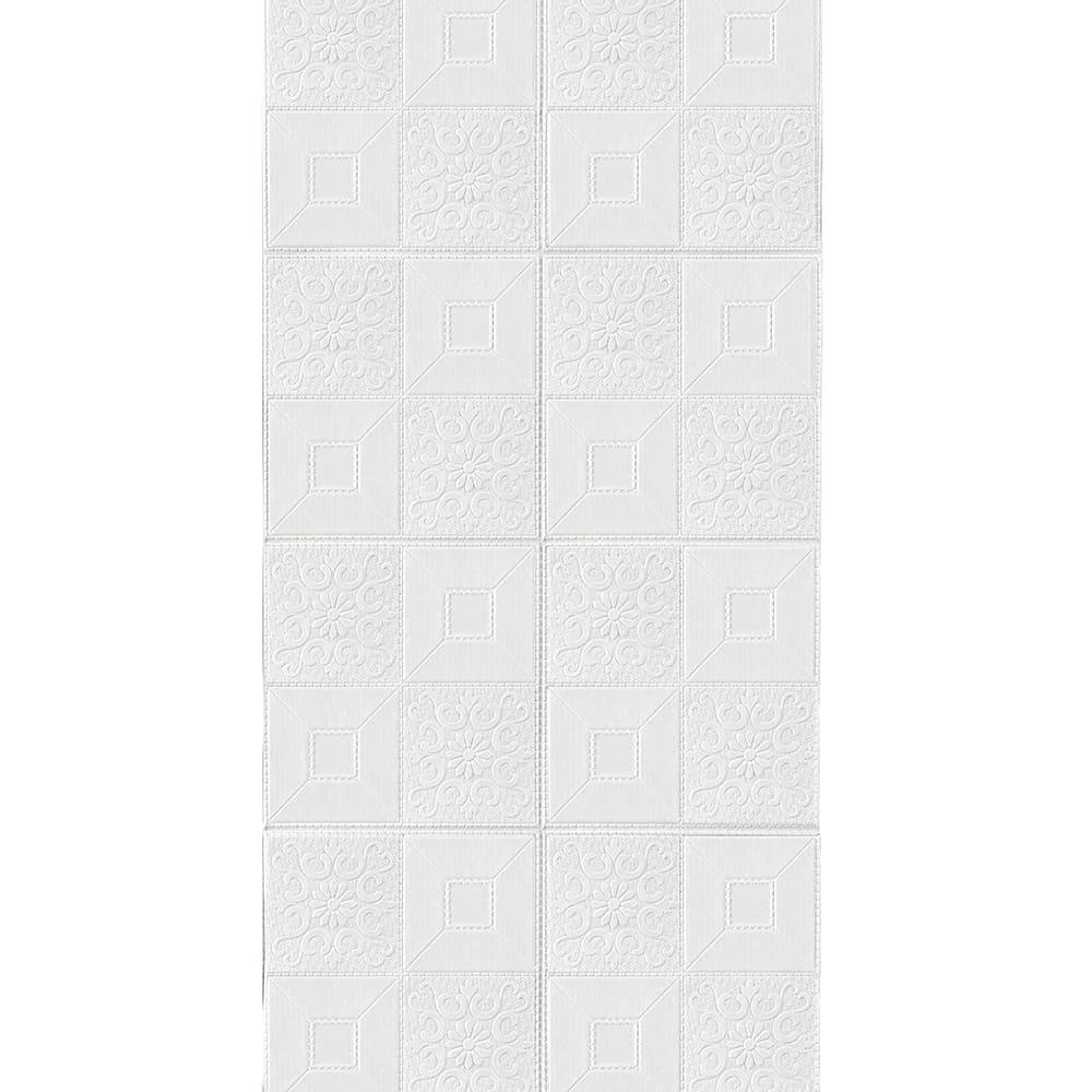 Самоклеющаяся 3D панель белая орнамент 19.6 м в рулоне 19600x700x3мм, фото 1