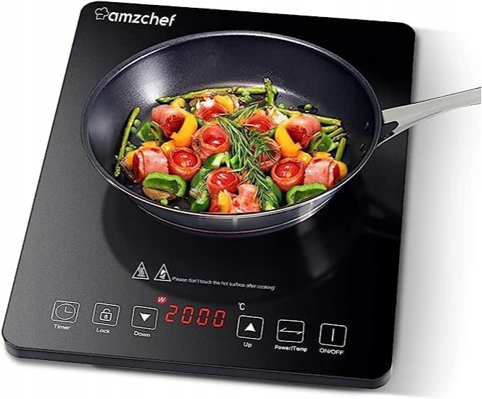 Індукційна плита AMZCHEF SK-20CB16T 2000Вт, портативна, настільна, з таймером та блокуванням