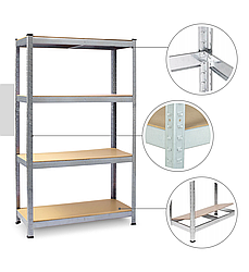 Стелаж | 180х90х40 см | металік | 4 полиць МДФ | універсальний | оцинкований | міцний | не псує підлогу Siker