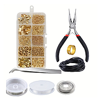 Стартовый набор фурнитуры для изготовления ювелирных изделий и украшений золотой цвет