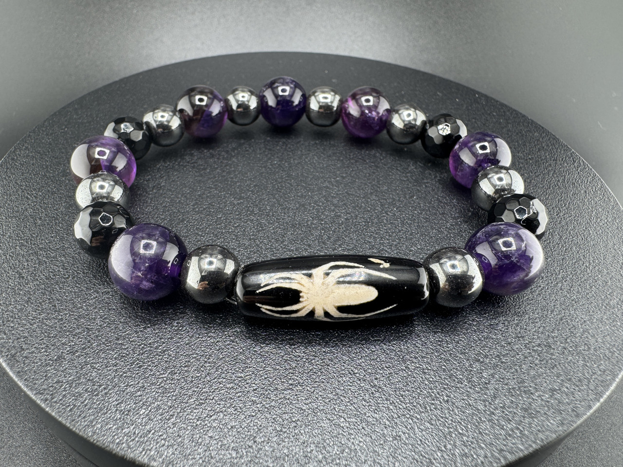 Браслет Довголіття з аметисту, оніксу та гематиту — гармонізує сфери життя, фото 1