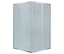 Душова кабіна 90*90*185 см, квадратна, профіль хром сатин, матове скло, БЕЗ ПІДДОНУ