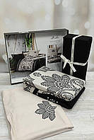 Постільна білизна сатин жаккард Deluxe євро розмір 200 на 220 см Clasy Ahiska