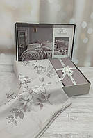 Постільна білизна сатин жаккард Deluxe євро розмір 200 на 220 см Clasy Silva