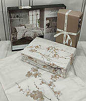 Постільна білизна сатин жаккард Deluxe євро розмір 200 на 220 см Clasy Terra