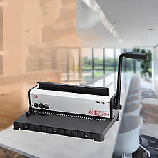 Біндер TD-13 для металевої пружини, перфоратор на 12 аркушів, палітурка до 140 сторінок, крок 3:1, квадратні отвори, металевий, фото 2