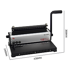 Біндер TD-13 для металевої пружини, перфоратор на 12 аркушів, палітурка до 140 сторінок, крок 3:1, квадратні отвори, металевий, фото 3