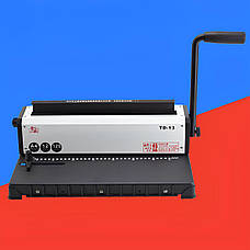 Біндер TD-13 для металевої пружини, перфоратор на 12 аркушів, палітурка до 140 сторінок, крок 3:1, квадратні отвори, металевий, фото 5