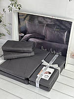 Постільна білизна сатин жакард євро розмір 200 на 220 см Romeo Home Antracite