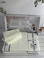 Постільна білизна сатин жакард євро розмір 200 на 220 см Romeo Home Ramses Creame