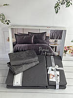 Постільна білизна сатин жакард євро розмір 200 на 220 см Romeo Home Ramses Antracite