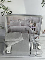 Постільна білизна сатин жакард євро розмір 200 на 220 см Romeo Home Ramses Gray