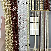 Штори нитки Спіральки Веселка 3м на 3м Бежевий Шоколадний Білий