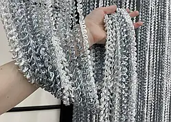 Штори нитки Спіральки Веселка 3м на 3м Білий Сірий