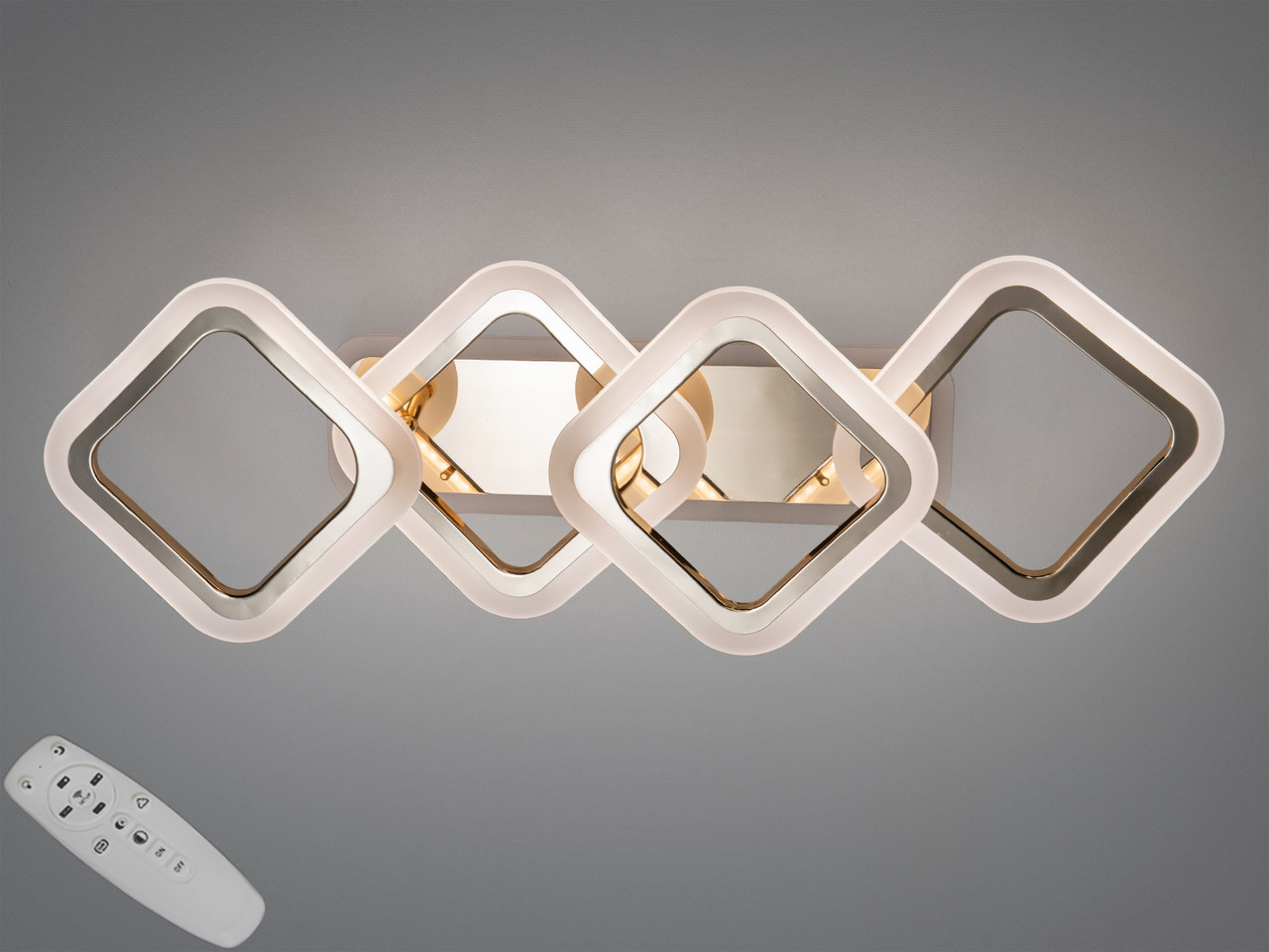 Світлодіодна люстра смарт світильник з пультом, 60Вт, золотиста, фото 1