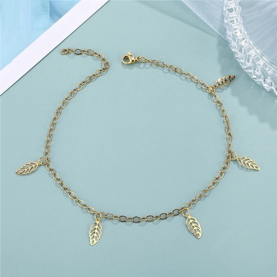 Жіночий браслет на ногу з нержавіючої медичної сталі з позолотою "Крок до мрії", фото 1