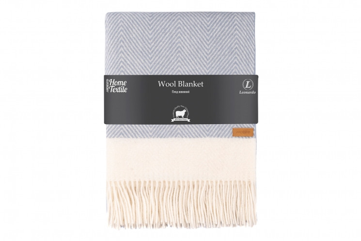 Плед ARDESTO Leonardo Bianco, 140x200см, 100% вовна, блакитний, фото 1