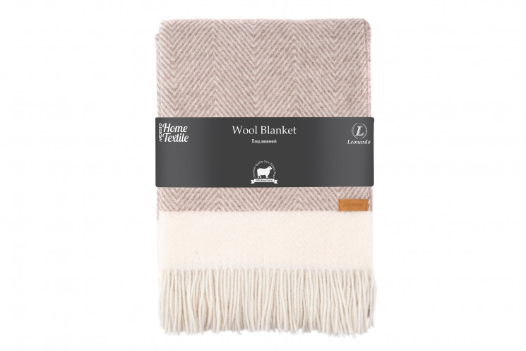 Плед ARDESTO Leonardo Bianco, 140x200см, 100% вовна, тауп, фото 1