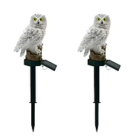 Світлодіодний світильник на сонячній батареї для відкритого саду Сова, Біла 2 шт.